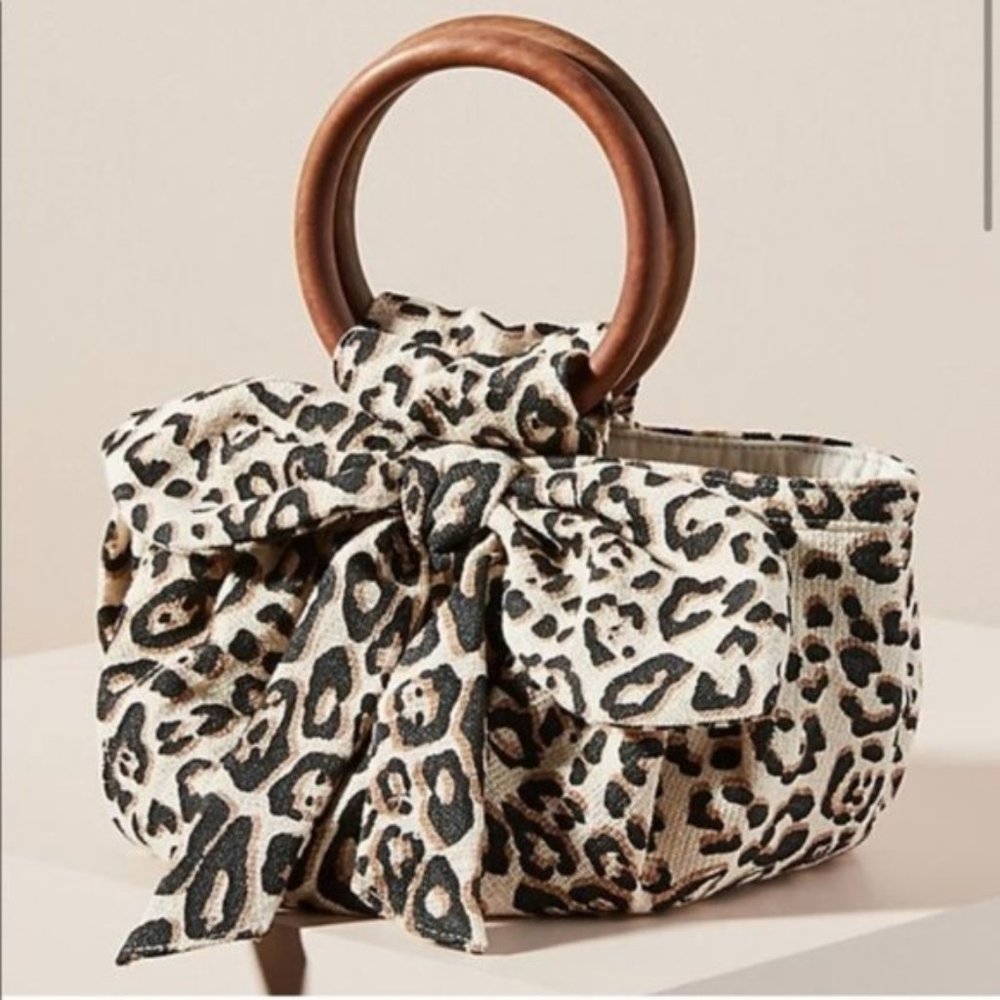Anthropologie Leopard Print Bow Mini Bag